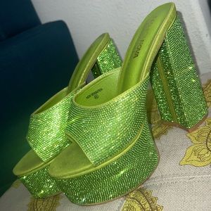 Don’t need you platform heels green fashion nova